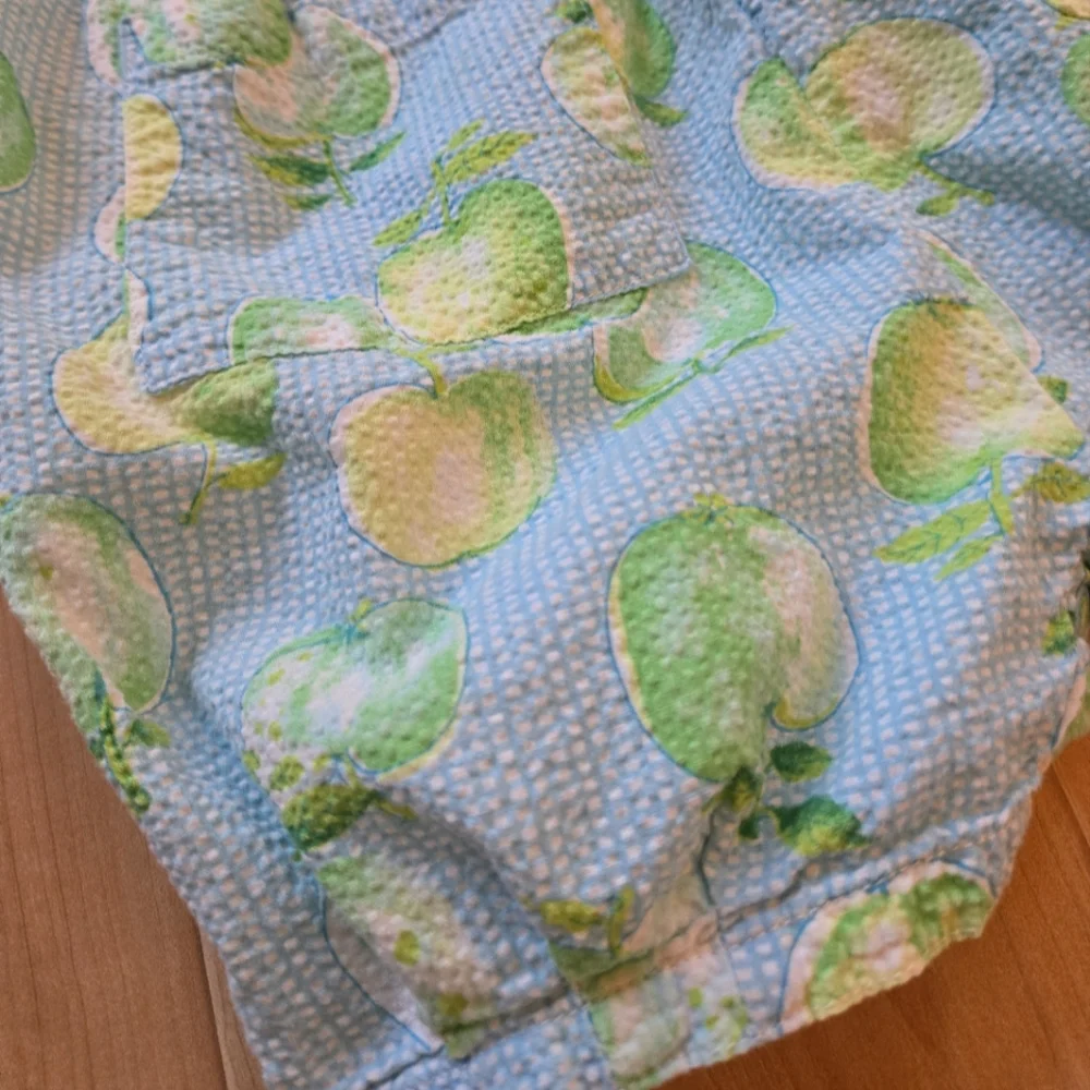 Baby Gap Y2K blue and green fruit patterned collared polo romper jumpsuit